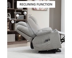 HOMCOM - Relaxfauteuil - Sta-op-functie - Bekerhouder - Lichtgrijs