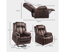 HOMCOM - Relaxfauteuil - Sta-op functie - Vibratiemassage - Bruin