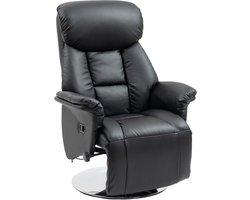 HOMCOM-Relaxsessel-Kunstleder, Stahl-78L x 80B x 109H cm-Schwarz