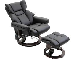 HOMCOM-Relaxsessel mit Fußhocker-Kunstleder, Stahl-79B x 82T x 101H cm-Schwarz