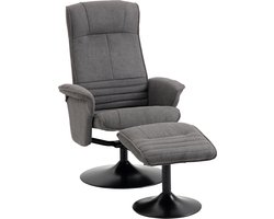 HOMCOM-Relaxsessel mit Fußhocker-Polyester, Stahl-69L x 71B x 104H cm-Dunkelgrau