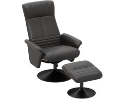 HOMCOM-Relaxsessel mit Fußhocker-Polyester, Stahl-69L x 71B x 104H cm-Schwarz