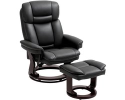 HOMCOM-Relaxsessel mit Hocker-Kunstleder-86L x 83B x 107H cm-Schwarz