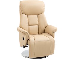 HOMCOM Relaxstoel Kunstleer, Staal 80L x 78B x 109H cm Beige