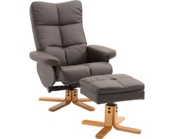HOMCOM relaxstoel - met kruk tv-stoel 360° draaibaar- ligfunctie hout