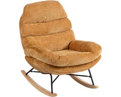 Homcom Rocking Chair-Polyester, Staal-103L x 80B x 91H cm-Geel