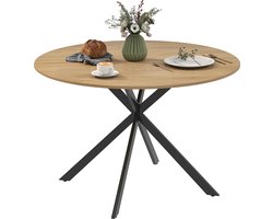 HOMCOM ronde eettafel met X-poten voor 4 personen - Keukentafel - Ronde tafel - Eethoek - Eiken
