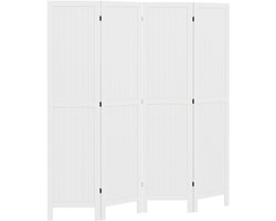 HOMCOM-Room Divider-160x170x1.8cm-Paulownia hout-Wit