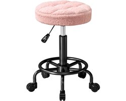 HOMCOM Salonkruk Polyester, Metaal Ø50 x 50-66H cm Roze