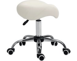 HOMCOM Salonkruk PU, nylon, ijzer, schuim 52L x 53B x 49-61H cm Wit