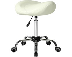 HOMCOM Salonkruk-PU, schuim-48L x 48B x 55-71H cm-Crème