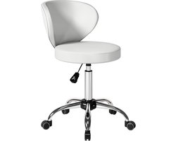 HOMCOM-Salonkruk-PU, Staal-45 x 54 x 73-88 cm-Wit
