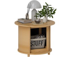 HOMCOM salontafel bamboe met opbergruimte - Ronde salontafel - Bijzettafel - Naturel