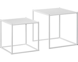 HOMCOM salontafel set - set van 2 tafel - staal - wit
