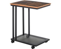 HOMCOM Salontafel, trolley, serveerwagen, bijzettafel, nachttafel, op wielen 833-606