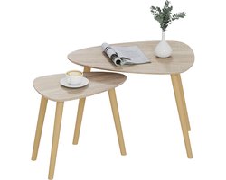 HOMCOM-Salontafelset-MDF-59,5x39,5x45cm-Natuurlijk hout