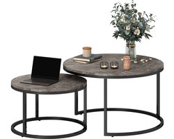 HOMCOM-Salontafelset-Metaal-78,5x78,5x46,5cm-Grijs