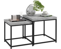 HOMCOM Salontafelset - Staal - 45x45x45cm - Grijs