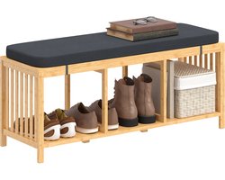 Homcom Schoenenbank-Bamboe, Polyester-102L x 33B x 45H cm-Naturel hout
