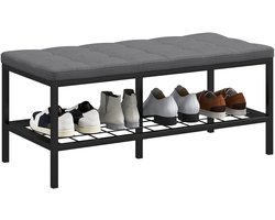 HOMCOM-Schoenenbank-Linnen (100% polyester)-90x41x40cm-Grijs