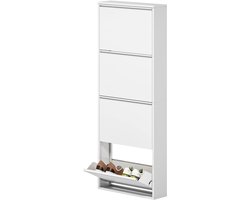 HOMCOM - Schoenenkast - Metaal - 55L x 15B x 139,5H cm - Wit
