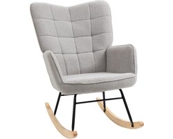 HOMCOM - Schommelstoel - Fleece Look - Armleuningen - Lichtgrijs