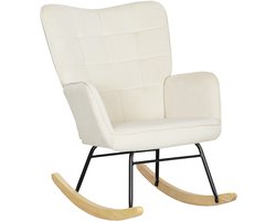 HOMCOM - Schommelstoel - met Armleuningen - Houten Basis - Beige