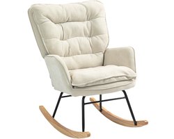 HOMCOM - Schommelstoel - met Armleuningen - voor Woonkamer - Beige