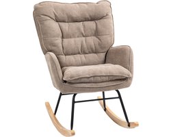 HOMCOM - Schommelstoel - met Armleuningen - voor Woonkamer - Bruin