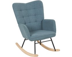 HOMCOM - Schommelstoel - met Fleece Look - Armleuningen - Lichtblauw