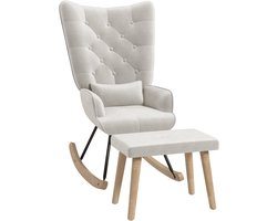 HOMCOM - Schommelstoel - met Kruk - Gestoffeerd - Hoge Rugleuning