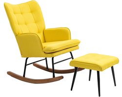 HOMCOM - Schommelstoel - met Kruk - met Armleuningen - Dikke vulling