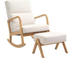 HOMCOM - Schommelstoel - met kruk - Zachte vulling - Houten frame