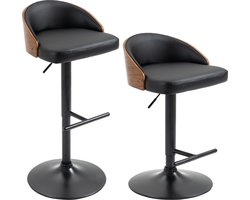 HOMCOM set van 2 barkrukken - draaibaar - in hoogte verstelbaar - hout