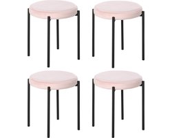 HOMCOM Set van 4 eetkamerkrukken stapelkrukken moderne barkrukken polyester staal 835-378