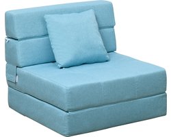 HOMCOM - Slaapbank - 2-in-1 - met Kussen - Polyester - Blauw
