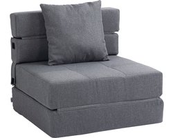 HOMCOM - Slaapbank - 2-in-1 - met Kussen - Polyester - Donkergrijs