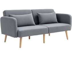 HOMCOM slaapbank 2-zits - verstelbare rugleuning - linnenlook - grijs