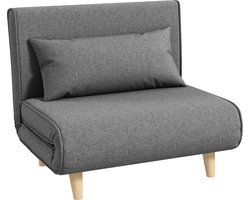 HOMCOM Slaapbank - 95x95x80 cm - Eenpersoons bank klein - Opklapbank - Verstelbare rugleuning - Scandinavisch design - Grijs