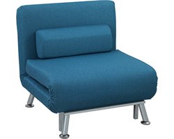 HOMCOM Slaapstoel Linnenimitatie (100% polyester), staal 75L x 70B x 75H cm Blauw