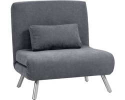 HOMCOM Slaapstoel Polyester, Metaal 80L x 75B x 83H cm Donkergrijs