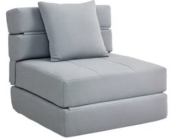 HOMCOM Slapen fauteuil met bedfunctie 2-in-1 bank vouwbaar gastbed met kussen vouwmatras vloer bank voor slaapkamers, woonkamer, kleine kamers lichtgrijs