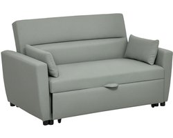 HOMCOM Sofa Bed, 2-SEATER BECTA MET SLAAPFUNCTIE, verstelbare rugleuning, bank met kussen, fluwelen look, bankbed met beddoos voor woonkamer, logeerkamer, lichtgrijs
