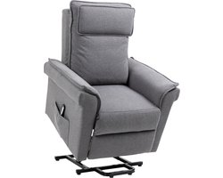 HOMCOM Sta-stoel met opsta-hulp tv-stoel ligfunctie linnen touch grijs 713-081V90