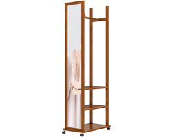 HOMCOM staande spiegel - dennenhout - glas - walnoot