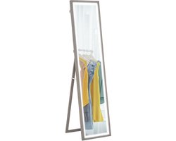 HOMCOM staande spiegel - LED-verlichting - touchbediening - grijs