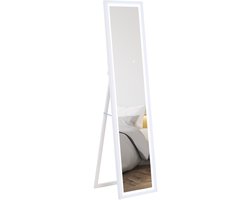 HOMCOM staande spiegel - LED-verlichting - touchbediening - wit