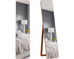 HOMCOM - Staande spiegel - MDF - 37x43x156cm - licht walnoot