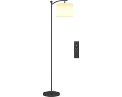 HOMCOM-Stehlampe-Metall, Stoff-54,3L x 30,6B x 159,6H cm-Schwarz+Cremeweiß