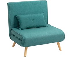HOMCOM-Stoelbed-80x75x87cm-Linnenlook stof (100% polyester)-Groen